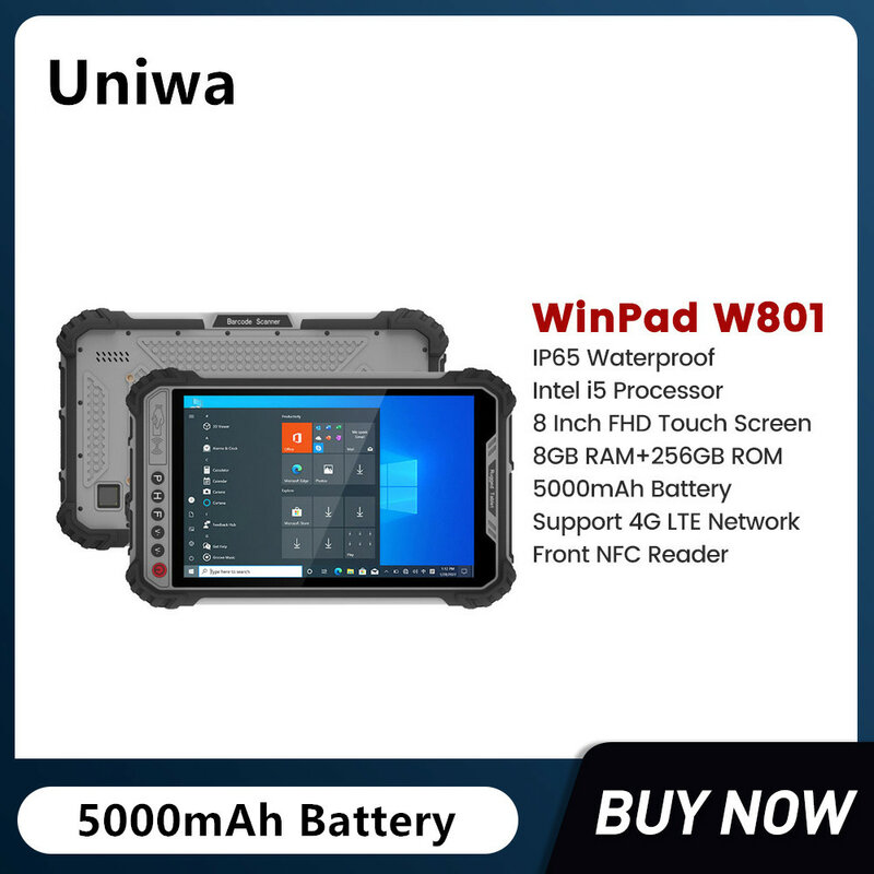 UNIWA-Tabletas WinPad W801 de 8 pulgadas, batería de 5000mAh, Intel i5 8200Y, doble núcleo, 8G de ROM, 256G de RAM, cámara trasera de 13MP, Tarjeta SIM Dual