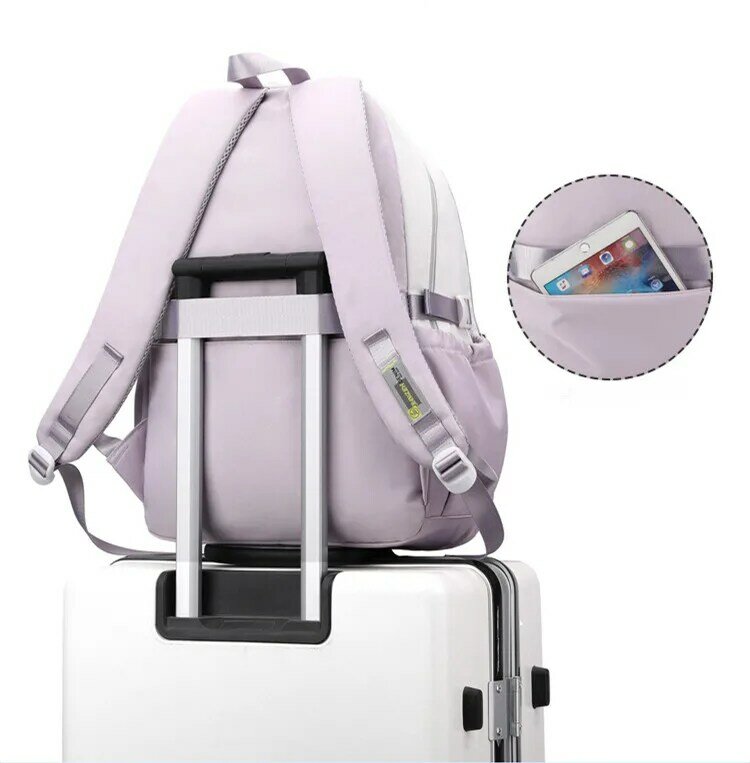 2024 middle school backpacks for teenage boys girls trend splicing printed couple backpack Large capacity nylon schoolbags book