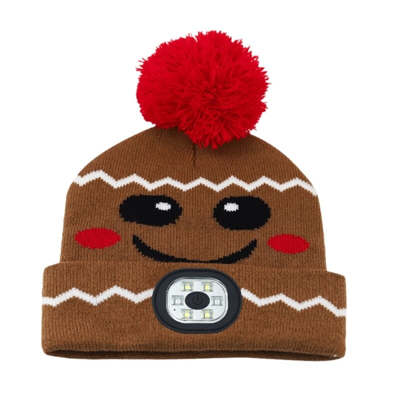 Led 헤드램프 캡 겨울 따뜻한 추위 방지 니트 모자 야간 발광 비니 모자