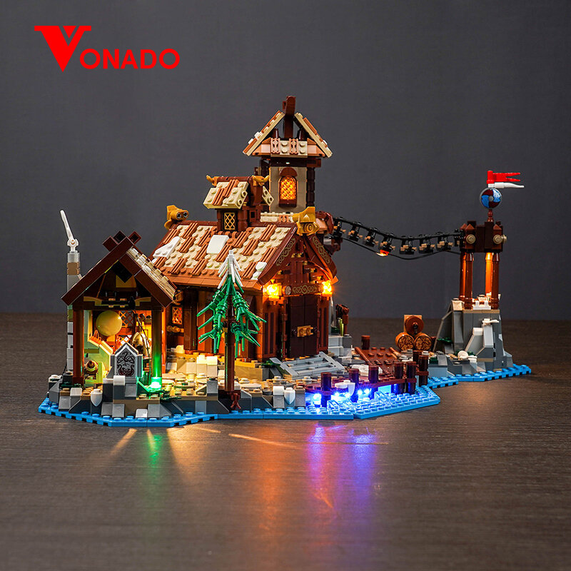 Ensemble d'éclairage LED Vonado, convient aux blocs de construction du village Viking, accessoires d'éclairage uniquement, 21343