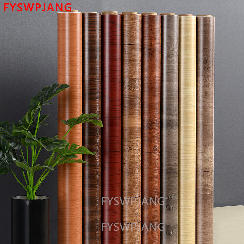 Rolo de papel de parede de vinil de madeira à prova d'água decoração autoadesiva portas de papel de contato armário de mesa móveis modernos adesivos decorativos