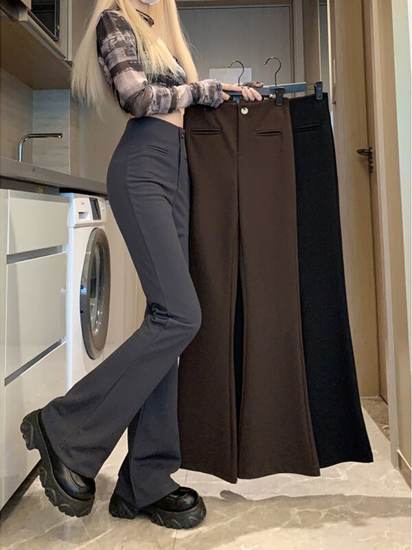 Костюмные женские брюки, женские осенние брюки с высокой талией, облегающие санитарные брюки для женщин