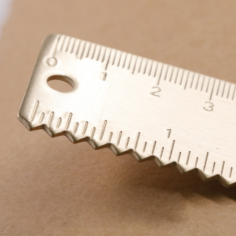 Regla de latón dentada de 15cm, marcador de cobre y Metal Vintage, regla de espesor, herramienta de medición de latón dorado