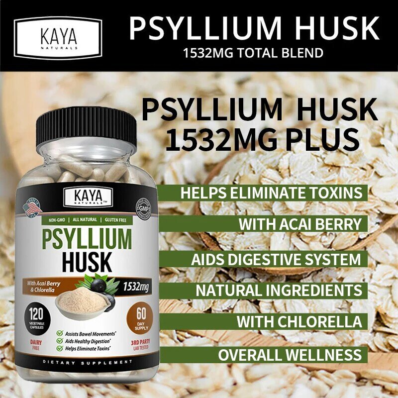 Psyllium Husk Capsules - 1532 Mg - Soluble Dietary Fiber Supplement To Support Digestive Health