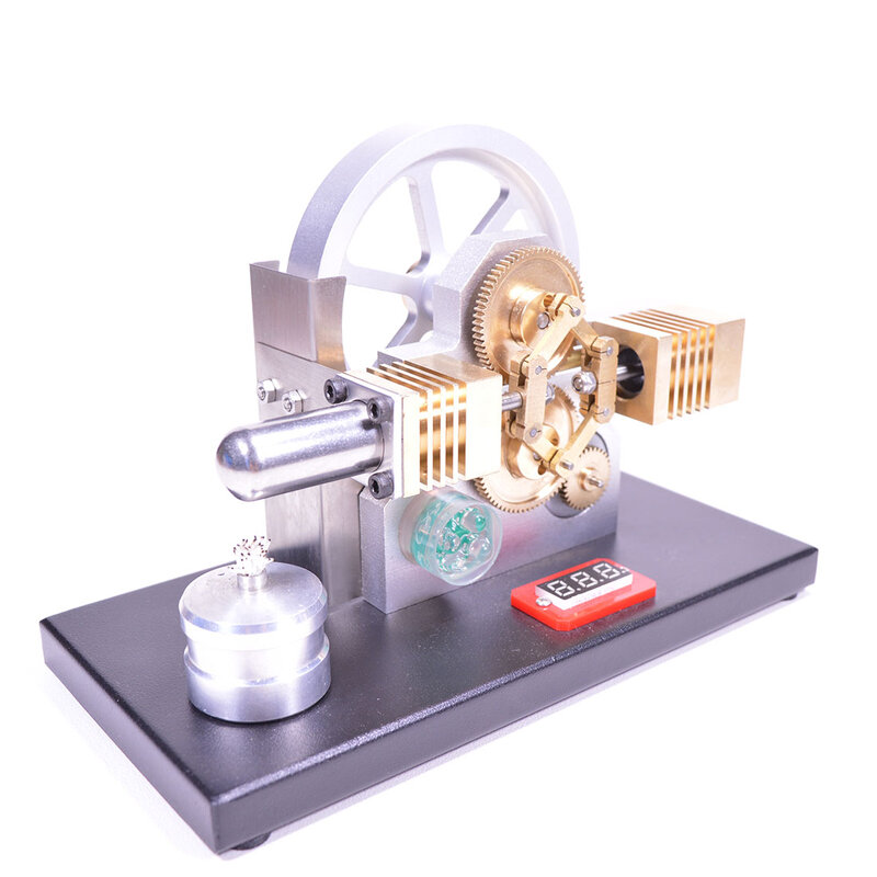 Horizontal Im Gegensatz Diamant Struktur Getriebe Stick Stirling-motor Motor Generator Modell Mit LED-Licht Und Voltmeter Geschenk Lear