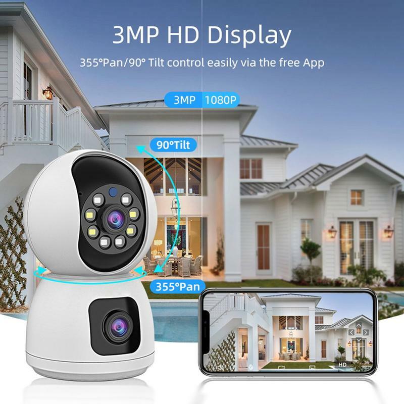 Kamera monitoringu wi-fi kamery monitorujące w domu kamera z podwójnym obiektywem noktowizyjne z dwukierunkowym dźwiękiem z detekcją ruchu dla bezpieczeństwo w domu
