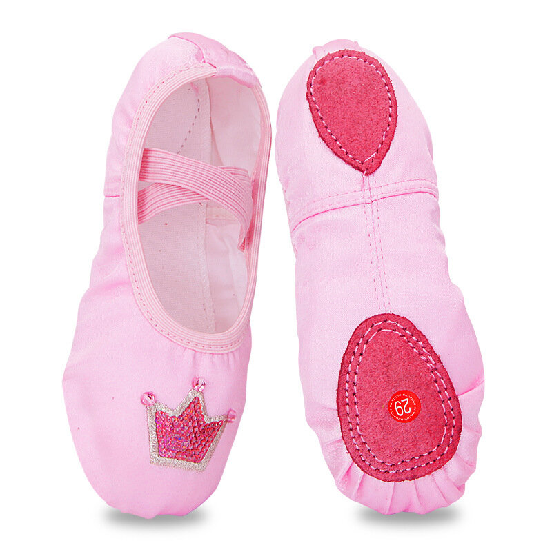 Sepatu Dansa Sol Lembut Wanita Anak-anak Sepatu Cakar Kucing Latihan Tari Bayi Putri Sepatu Penari Balet Bayi Perempuan Merah Muda