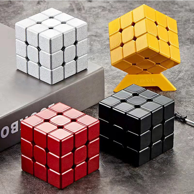 Cubo mágico de descompresión de aleación de 3x3 para niños, Cubo mágico de Metal con velocidad ilimitada, rompecabezas, juguetes antiestrés