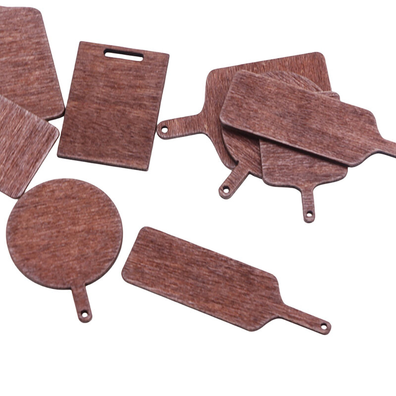 5 buah barang miniatur DIY papan pemotong barang Mini papan pemotong untuk Model dapur 1:12 aksesori rumah boneka