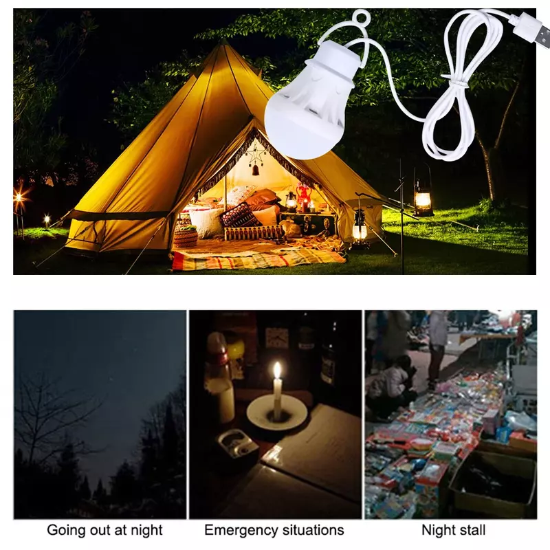 Mini USB LED Light Portable 5W Bulb Lamp For Book Reading Night Lights Study Table Lamps Camping Outdoor Lighting Hiking Lantern