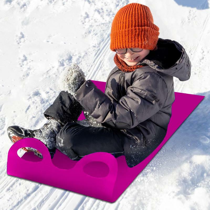 Estera de trineo de nieve portátil, deslizador de nieve rodante con mango, ligero y Flexible, equipo de trineado de alta velocidad para niños