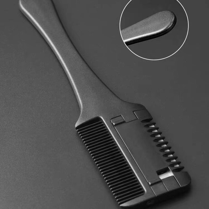 1 buah sisir potong rambut sikat rambut pegangan hitam dengan pisau cukur Trimmin alat penata rambut Salon