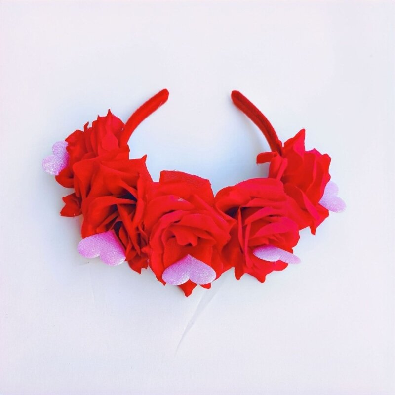 50JB Lingkaran Rambut Bentuk Bunga Hati untuk Gadis Manis Ikat Kepala Pengambilan Foto Valentine