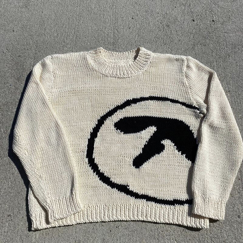 Men's Sweater Aphex Twin Knit Winter Oversized Vintage Long Sleeve Tops Jumper Pullover Y2k Streetwear Graphic Fashion Clothing