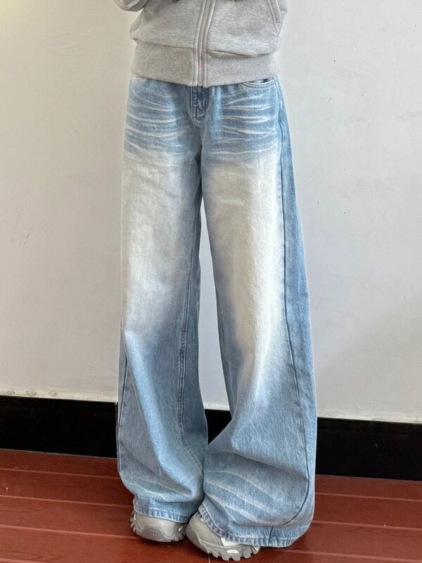 HOUZHOU Y2k Jeans larghi Vintage donna pantaloni Denim moda coreana Harajuku Streetwear Kpop pantaloni Casual stile giapponese primavera