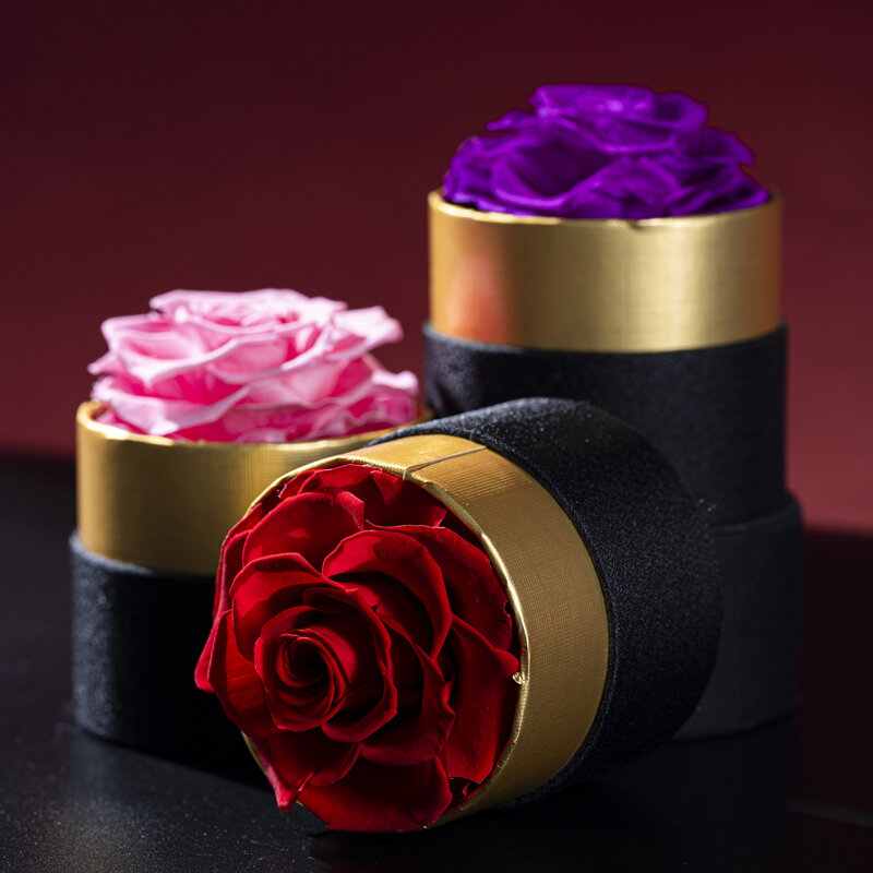Caja de regalo de cubo de abrazo redondo con borde de oro rosa eterno Natural, decoración del hogar, fiesta de Festival, regalo del Día de San Valentín