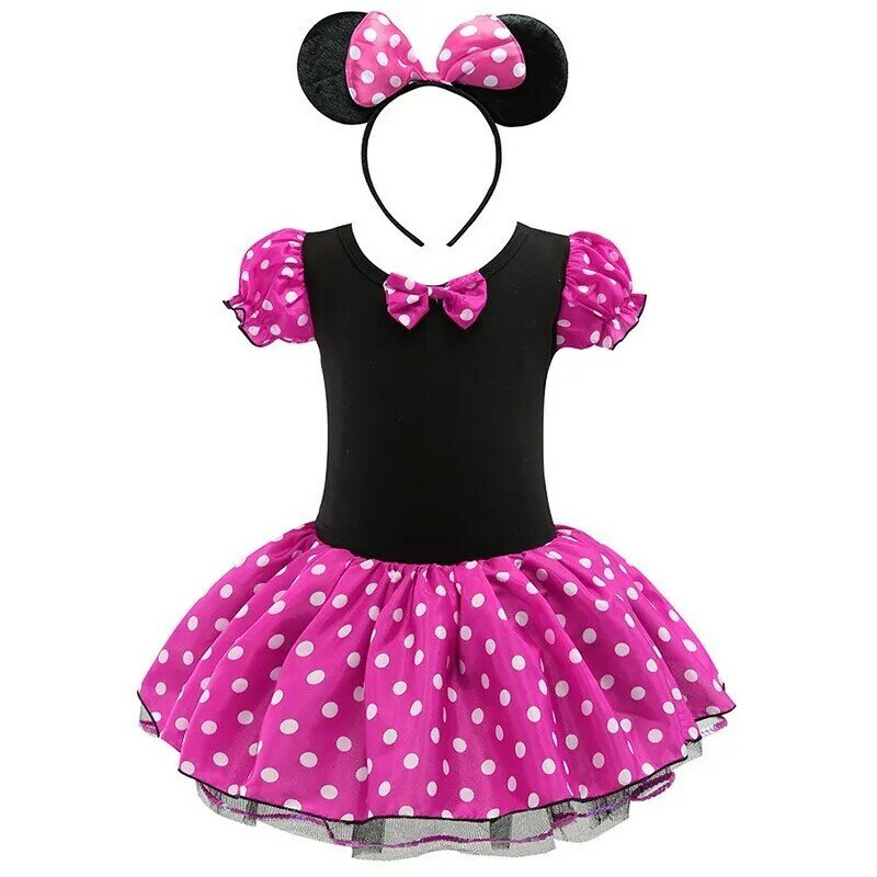 Baby Girl Mickey Minnie Tutu Dress Summer Dots Kids Birthday Clothes Headband Children Christmas Party Costume Accessories