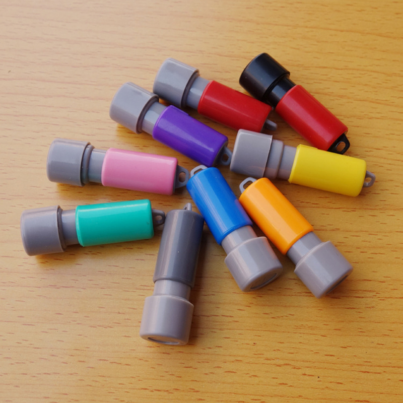 Mini herramientas de sellado redondo, 10 piezas, en blanco con almohadilla de tinta de plástico