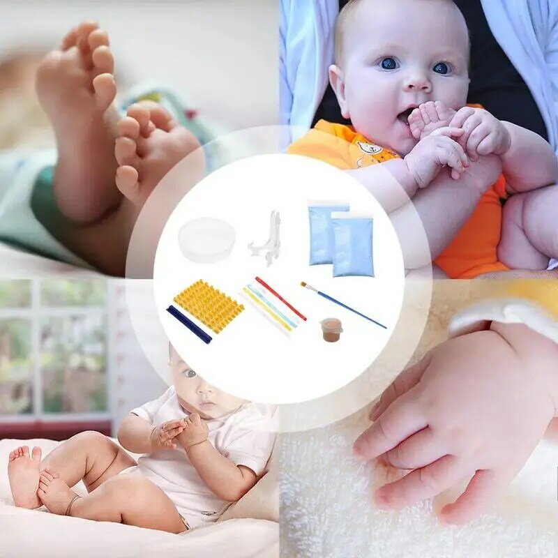 Kit de huellas de bebé, recuerdo de huella de mano, arte de guardería, bricolaje, sin tinta huella de mano, decorativo