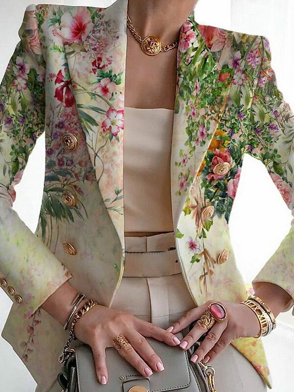 2024 Autumn Women's Jackets Fashion Printed Suits Slim Small Suits Office Commuting Women's Wear Blazer Woman