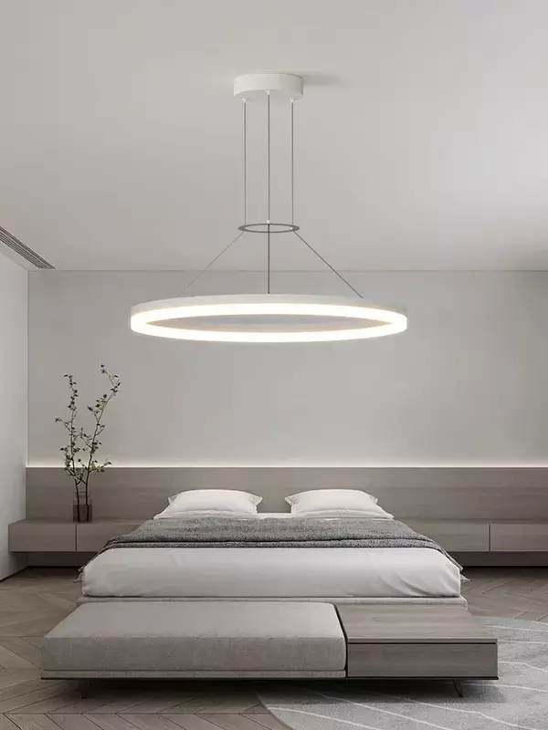 Nowoczesna minimalistyczna lampa wisiorek Led do salonu sypialnia jadalnia kuchnia czarny pierścień wisząca żyrandol podsufitowy oprawa oświetleniowa