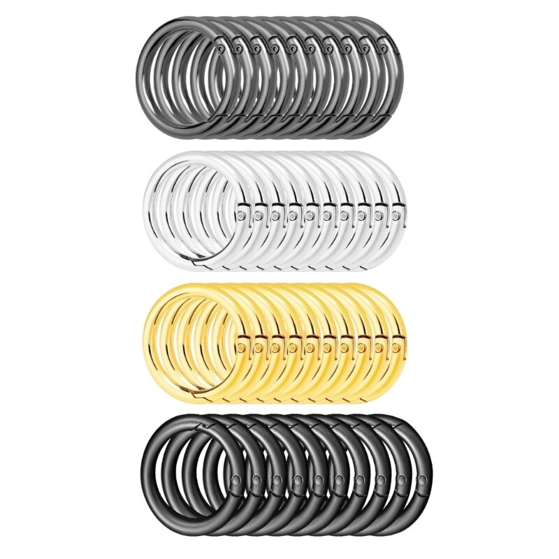 40 Uds mosquetones redondos mosquetón con resorte anillos cierre resorte Metal que pueden abrir