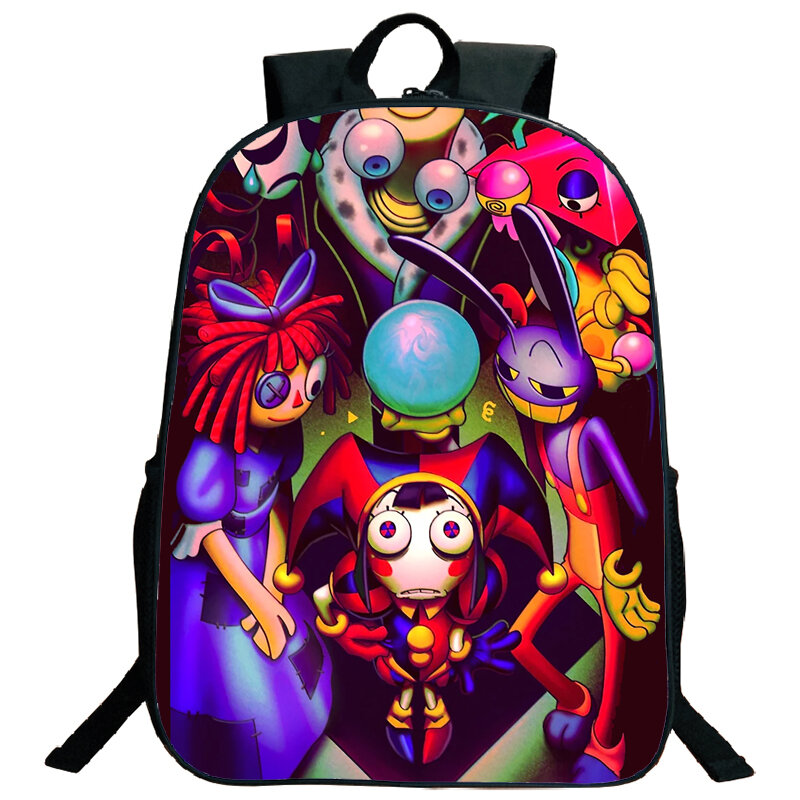 Tas punggung Digital untuk anak laki-laki perempuan, tas punggung bepergian motif badut Anime Pomni Jax, tas sekolah pelajar, tas Laptop