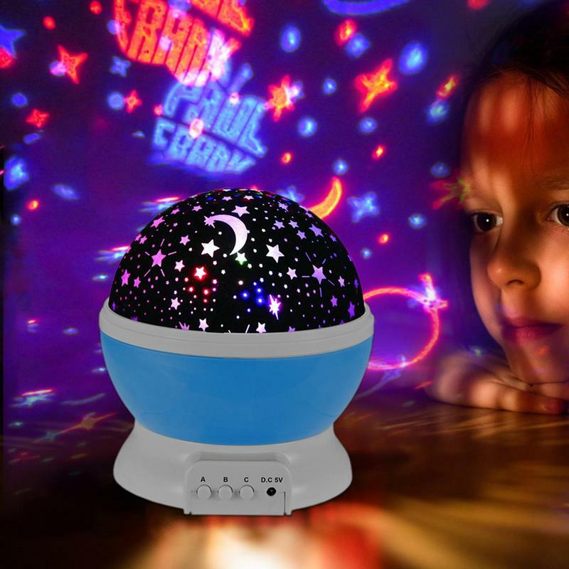 Lampka nocna projektor obrotowa lampa biurkowa z kablem USB do sypialni i imprezy dla dzieci