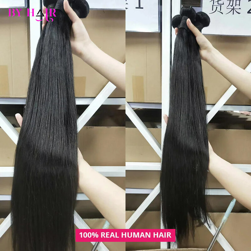 Bundel rambut Peru bundel rambut lurus manusia 100% bundel rambut mentah ekstensi rambut Remy untuk wanita jalinan 10-40 inci Tissage