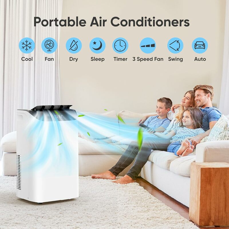 12000 BTU Portable Air Conditioners for Room Up To 500 Sq.ft,3-IN-1 Quiet Cooling Portable AC Unit W/Fan & Dehumidifier Function