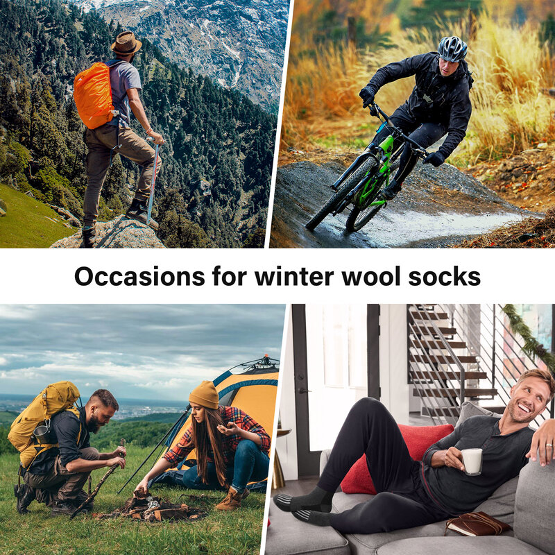 Simiya 5 Paar Merinowolle Socken für Männer warme thermische Winters ocken rutsch feste Wanders ocken atmungsaktive Crew Socken für kaltes Wetter