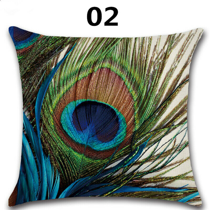 Juste de coussin en plumes de paon, taie d'oreiller, décoration d'intérieur, canapé, confortable, art, 45x45cm