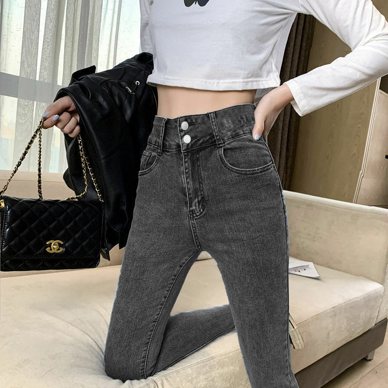 2022 En Najaar Vrouwen Nieuwe Hoge Taille Slanke Slanke Potlood Potlood Jeans