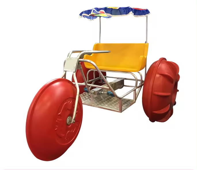 معدات اللعب الرياضية المائية في الهواء الطلق ، 3 عجلات كبيرة ، دراجة ثلاثية العجلات مع دواسة ، مظلة قارب ، متنزه ، مادة PE للاستخدام البحري