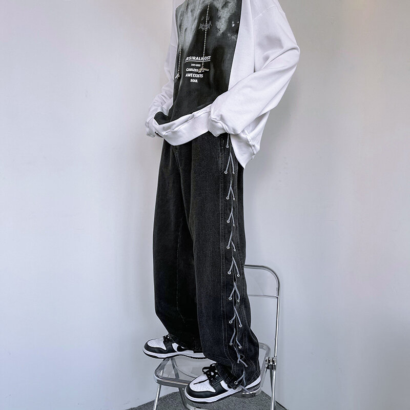 Projekt dżinsy mężczyźni główna ulica moda Denim spodnie na co dzień nastolatki osobowość Hipster popularne BF Джинсы amerykański europejski, stylowy