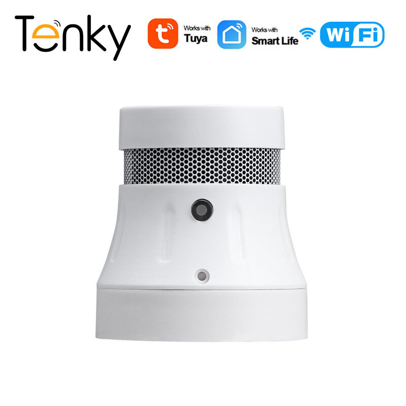 Tuya-Detector de humo inteligente con WiFi, sistema de alarma de seguridad, alarma remota, protección contra incendios