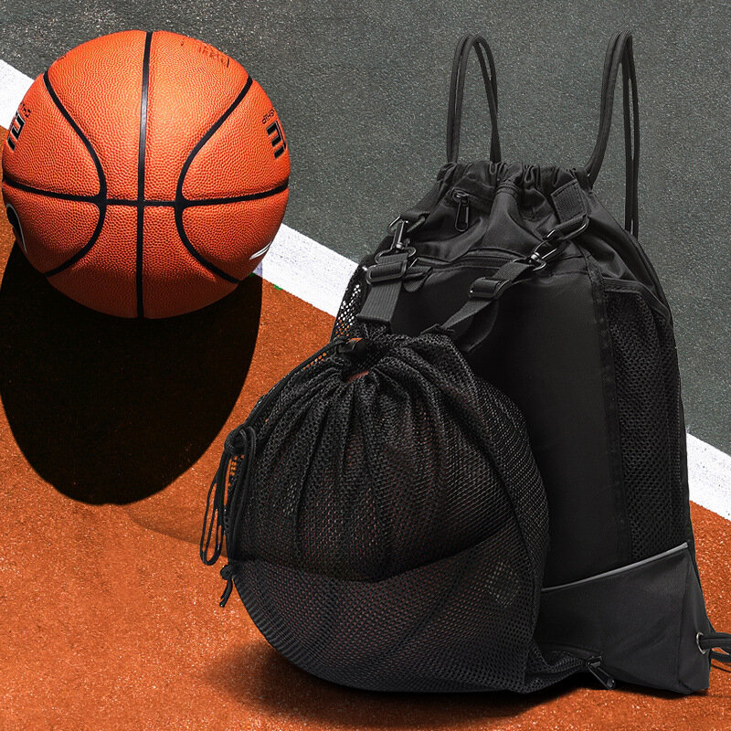 Bolsa de baloncesto con cordón multifuncional, mochila portátil de gran capacidad con múltiples bolsillos para fútbol, voleibol, casco, bolsa de equitación