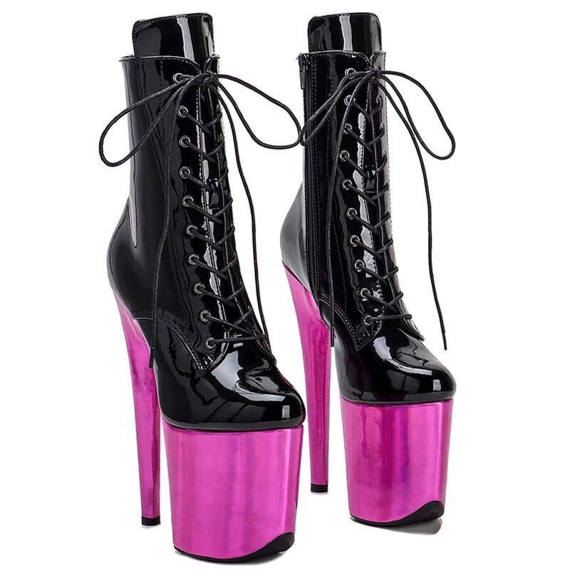 Женские ботильоны из искусственной кожи Auman Ale, экзотические ботинки на высоком каблуке 20 см/8 дюймов, ботинки с круглым носком для танцев на шесте, 129