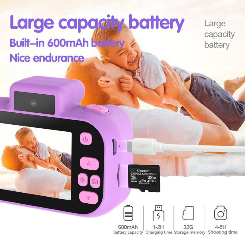 Kinder Kamera Selfie 4000w Pixel 1080p HD-Bildschirm blau lila Doppel kameras Kinder elektrisches Spielzeug für Baby Camara Foto Infantil