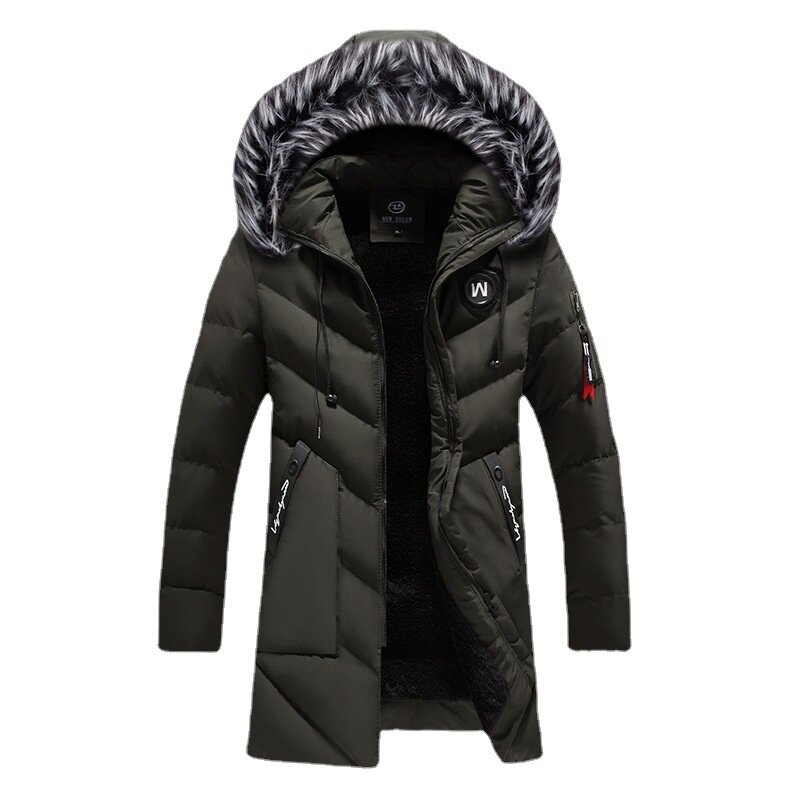 2024 한국 버전 코튼 재킷 남성용, 따뜻한 두꺼운 타이드 플러스, 후드 벨벳 의류