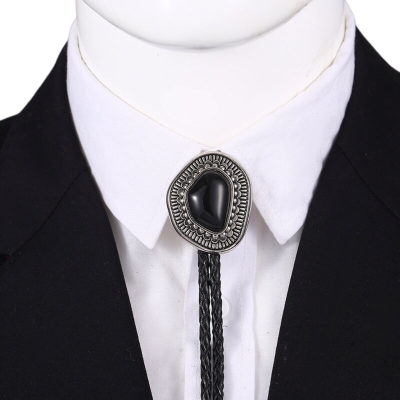 Cravatta Bolo per cravatta da cowboy per feste serali maschili con pendente pietre preziose Fornitura per feste da discoteca