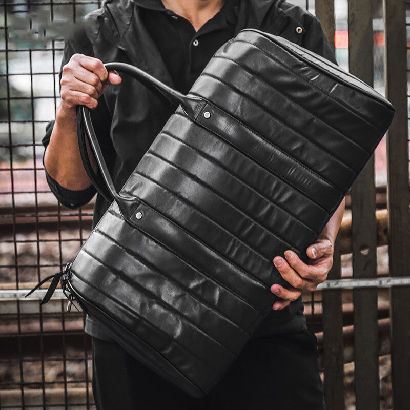 Nowa modna skórzana torba sportowa w stylu retro składana torba na siłownię rekreacyjna torba na ramię torba na bagaż duże męskie torby podróżne