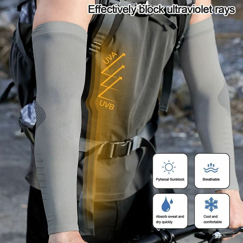 2 sztuki elastyczne rękawy z filtrem przeciwsłonecznym lodowy jedwab szybkoschnąca męska sportowa osłona na ramię oddychająca, pochłaniająca pot, chłodząca osłona rękawów