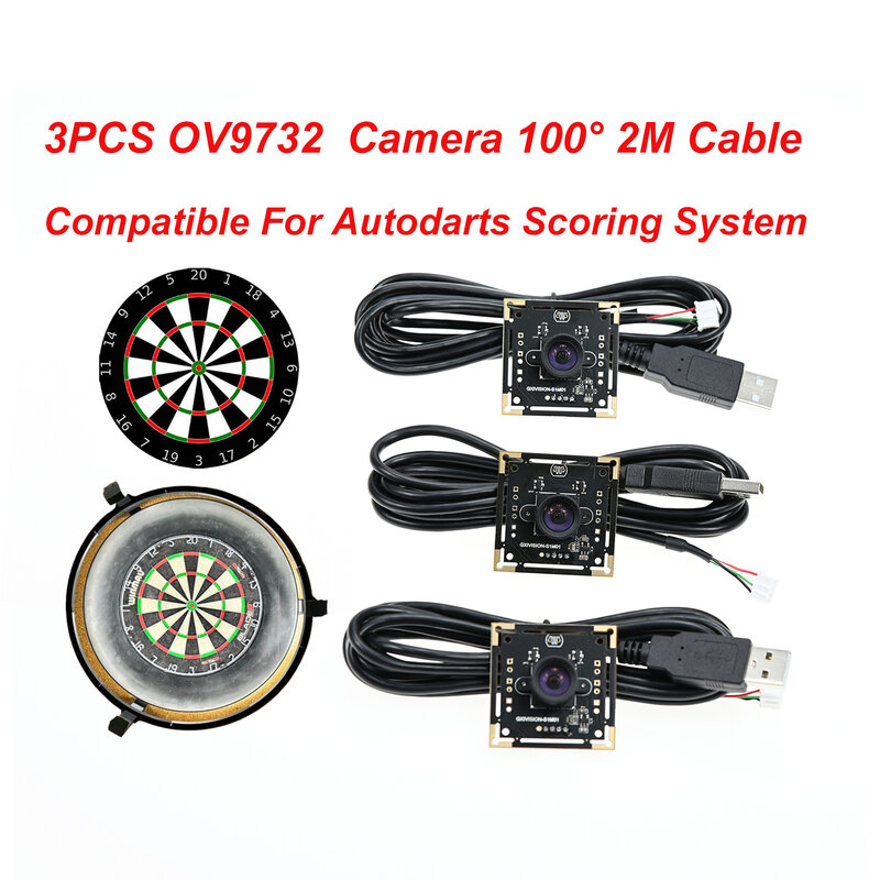 GXIVISION OV9732 1MP 30FPS 2M Cable Módulo de cámara USB de 100 grados, 3 piezas OV2735, cámara web IMX179 compatible con el sistema de puntuación Autodarts.io, depurada y verificada por un jugador senior