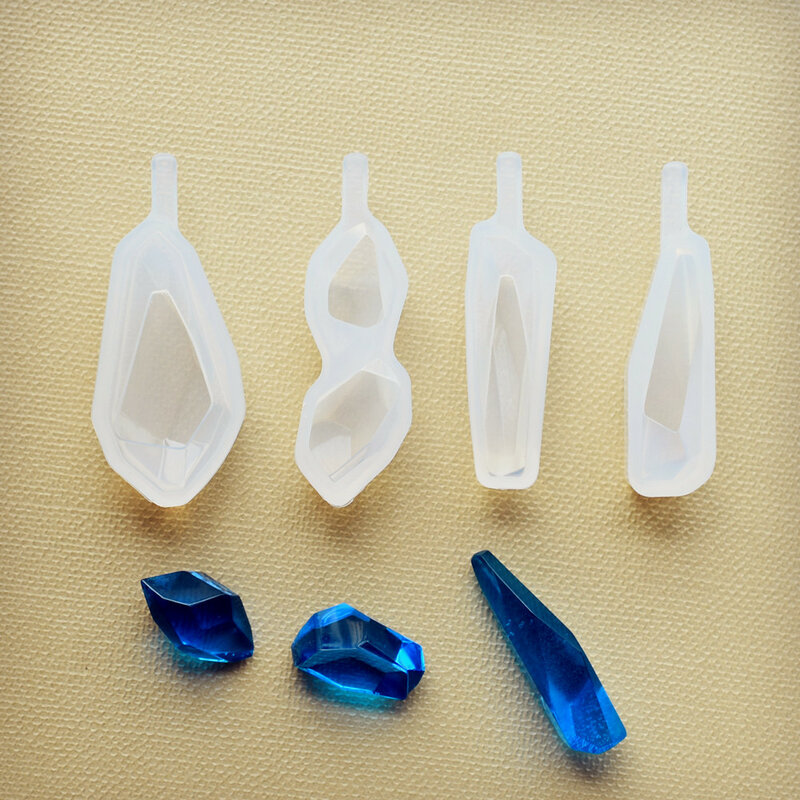 Molde de silicona para fabricación de joyas, molde de resina epoxi hecho a mano, con abalorios de cristal con agujero para colgante, DIY