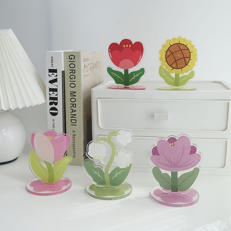 Acrylic Placement Photo Color Flowers Clip Stands Desktop Ornaments Vintage Simple Note Holder Paper Clamp Message Note Holders