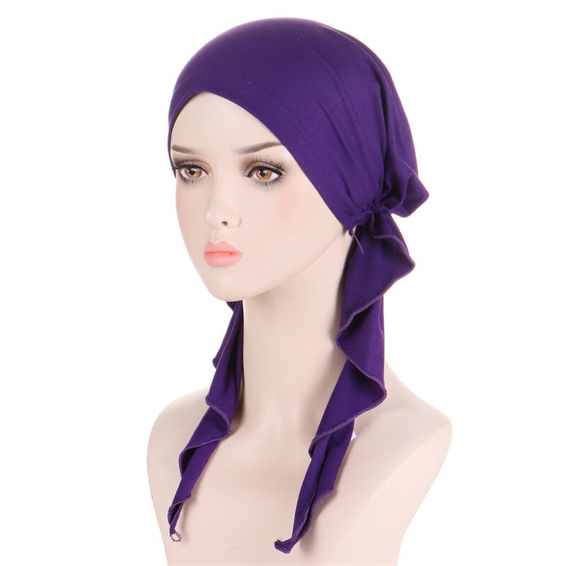 Nieuwe Moslim Innerlijke Hijab Tulband Vrouwen Pre-Tied Cap Lange Staart Hoofddoek Wrap Mutsen Bonnet Hoofddoek Stretch Hoofddeksels ninja Hoed