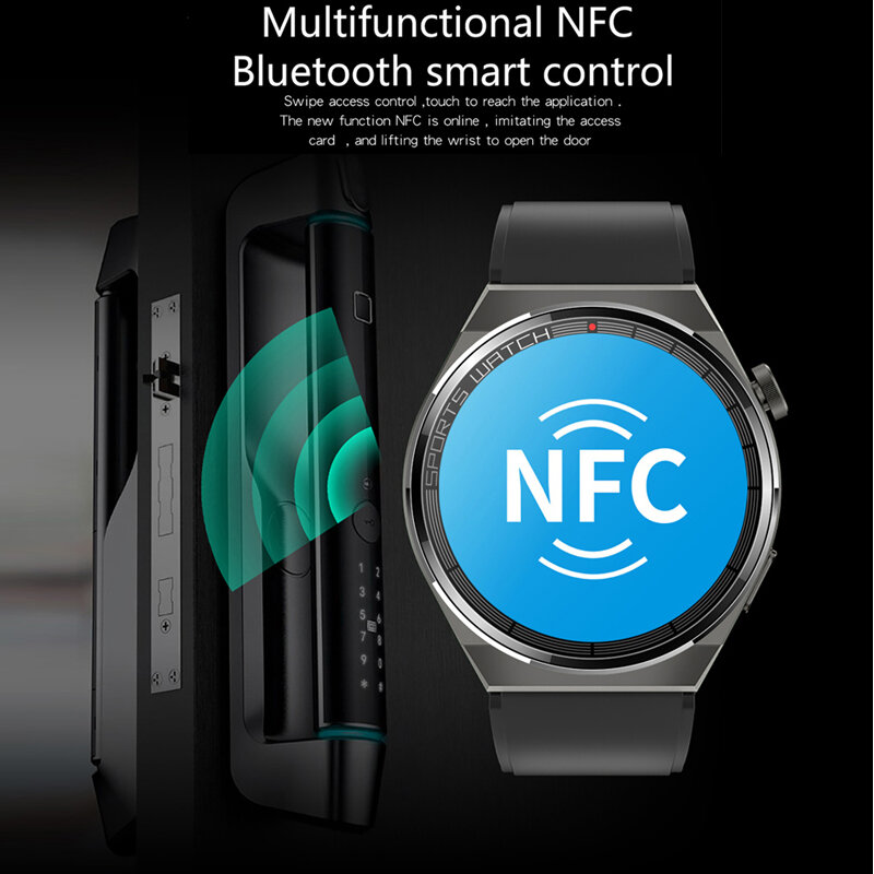 CanMixs-reloj inteligente para hombre y mujer, accesorio de pulsera resistente al agua IP68 con Bluetooth, control del ritmo cardíaco, oxígeno en sangre y seguimiento de actividad deportiva, compatible con Android, NFC