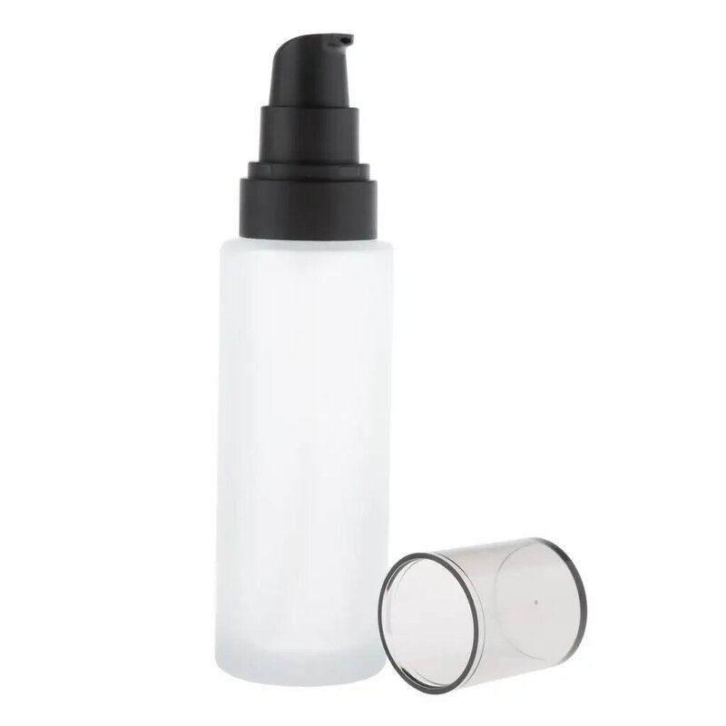 Botella de bomba de vidrio esmerilado recargable, botella de loción para crema facial, 120ml, 2 uds.