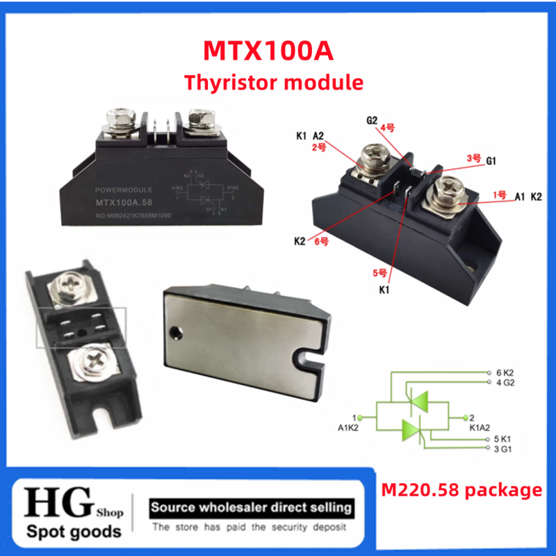 Nieuwe Kleine Scr Module Mtx10a 25a 40a 55a 70a 90a 100a 110a 1000V 1600V Elektrische Verwarming Bidirectionele Anti-Parallel Thyristor